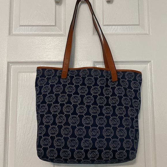 Michael Kors Dark Blue and Tan Tote - Picture 2 of 5